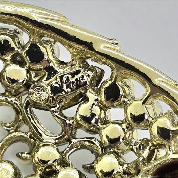 Vintage Coro signed heart with Rhinestones Brooch-Pin AB crystals Irredesent - Picture 2 of 4